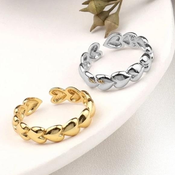 NEW 925 STERLING SILVER ADJUSTABLE HEART RING - Picture 4 of 5